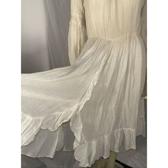 Vintage Danuta Kraft San Francisco White Boho Prairie Maxi Dress – Crochet Flora - Picture 2 of 14